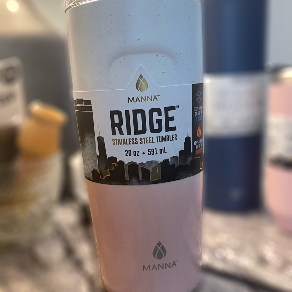 Manna Ridge Stainless Steel Tumbler - Pink, White Pink Speckled